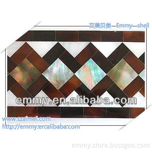 Pen seashell and black mother of pearl mosaic tile waist line